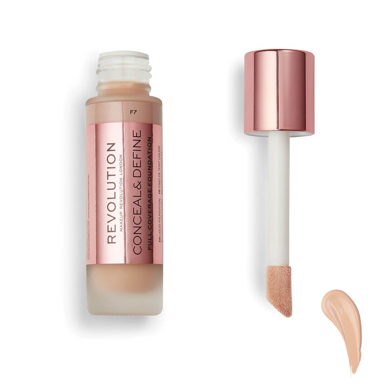 604497-1 Makeup Revolution Conceal & Define Full Coverage Foundation F7 23ml