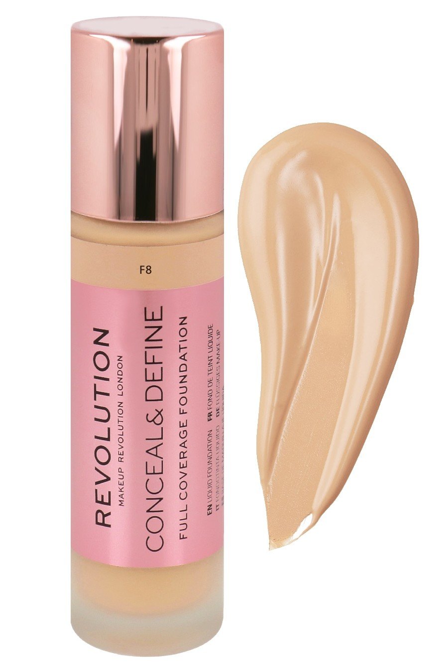 604505-1 Makeup Revolution Conceal & Define Full Coverage Foundation F8 23ml