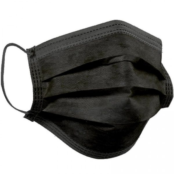 Μάσκα προστασίας ΜΑΥΡΗ 3ply- (50τμχ)