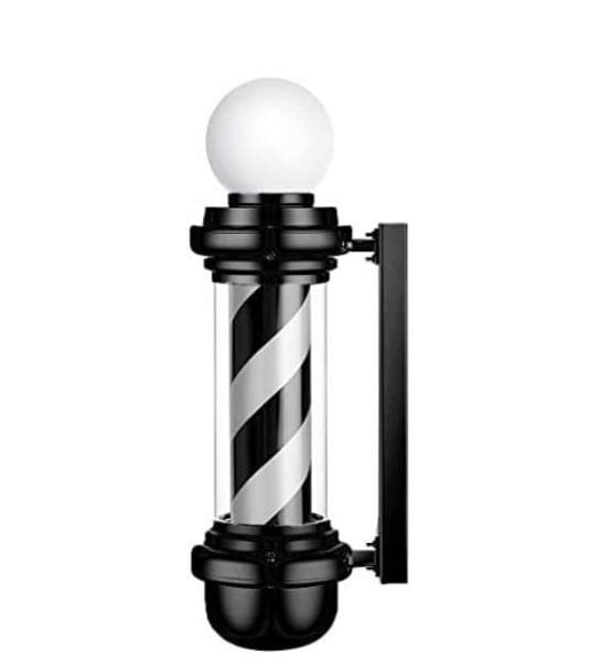 BARBER POLE A337 ΑΣΠΡΟΜΑΥΡΟ ΜΕ ΛΑΜΠΑ HS68