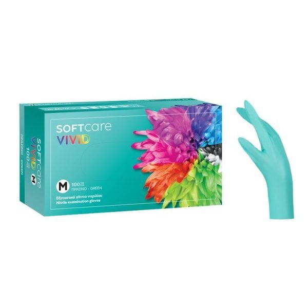ΓΑΝΤΙΑ ΝΙΤΡΙΛΙΟΥ SOFT CARE VIVID ΠΡΑΣΙΝΟ SMALL(100 τεμ)