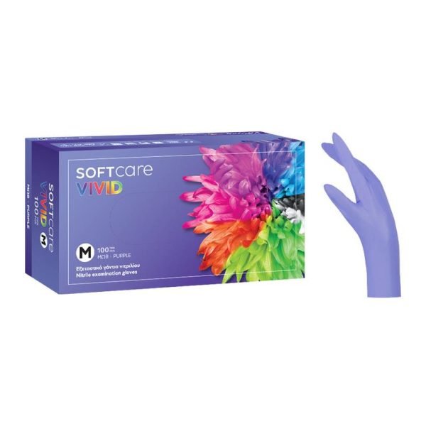 ΓΑΝΤΙΑ ΝΙΤΡΙΛΙΟΥ SOFT CARE VIVID ΜΩΒ MEDIUM(100 τεμ)