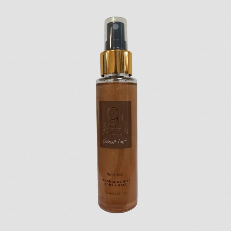 *-1 QURE SECRET PASSION COCONUT LUST GLITTER BRONZE FRAGRANCE BODY MIST 100ml