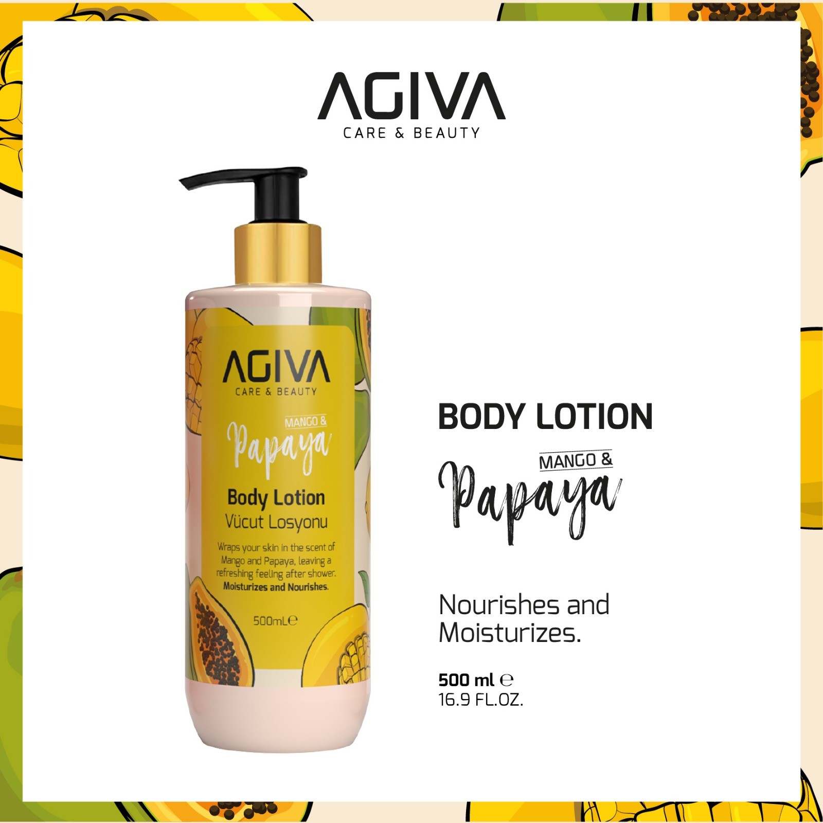 614593-2 AGIVA BODY LOTION MANGO PAPAYA 500ml