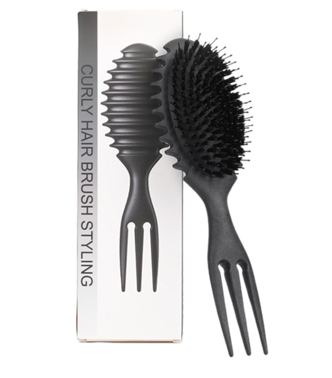 614889-1 ΒΟΥΡΤΣΑ ΔΙΠΛΗ CURLY HAIR BRUSH STYLING BLACK AM22420