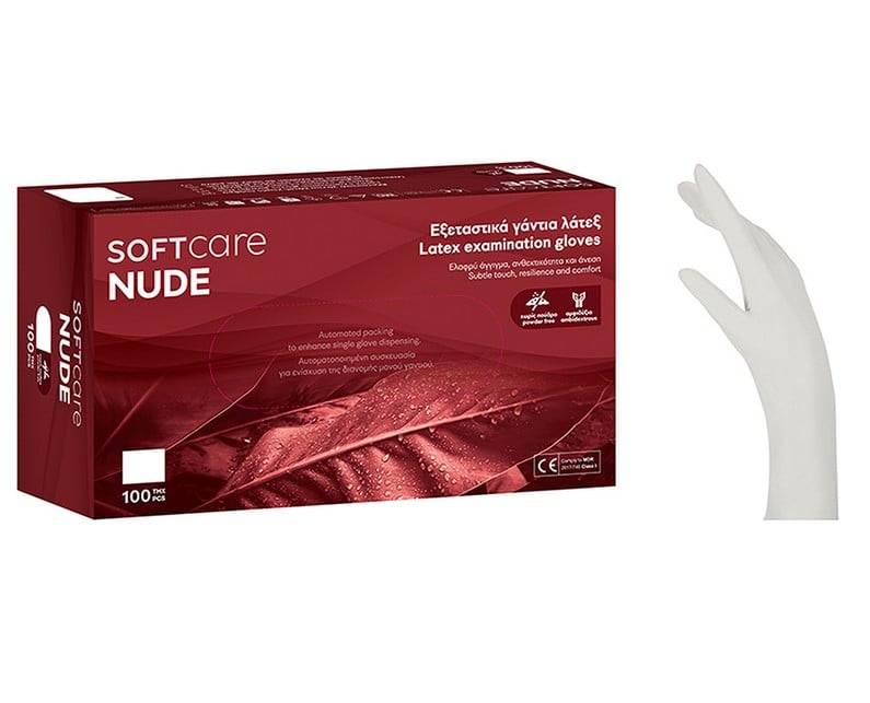 *-1 ΓΑΝΤΙΑ ΛΑΤΕΞ SOFT CARE NUDE ΧΩΡΙΣ ΠΟΥΔΡΑ ΛΕΥΚΟ SMALL(100 τεμ)